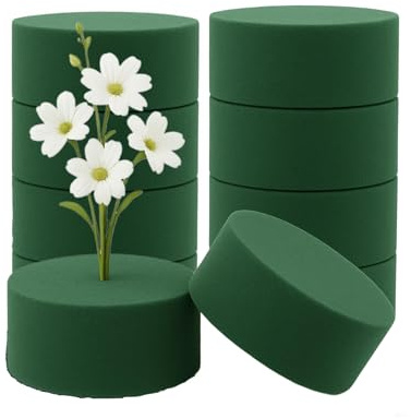 AWAOVV 10Stück Hochzeitsgang, DIY Craft Blumenarrangement, Rund Blumensteckschaum, 8*4cm Steckschwamm, Steckschaum für Blumen, Nass & Trocken Blumen Steckschaum für Hochzeitsgangblumen Partydekoration