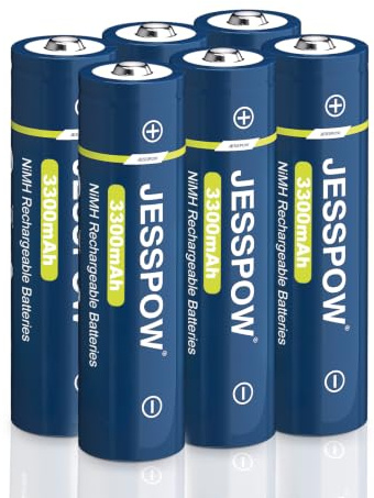 6er-Pack 3300 mAh NI-MH Button-Top Wiederaufladbare Akkus(18.5 x 67 mm, Nicht-AA)