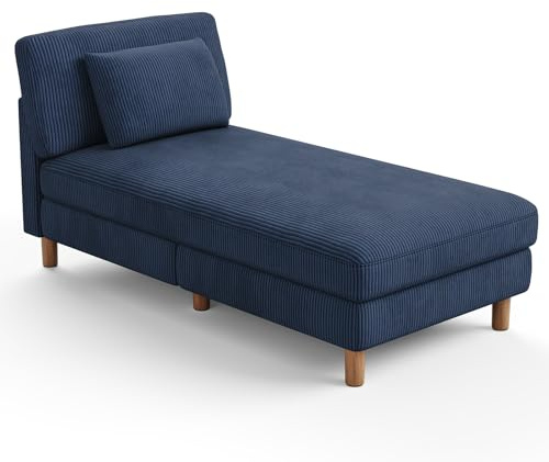 Vesgantti Cord Chaise Lounge Sofa, gepolstertes schlafsessel mit Kissen, Schlafsofa perfekt für Wohnzimmer, Schlafzimmer, Büro, Kleiner Raum, werkzeuglose Montage, 158 * 83 * 84cm
