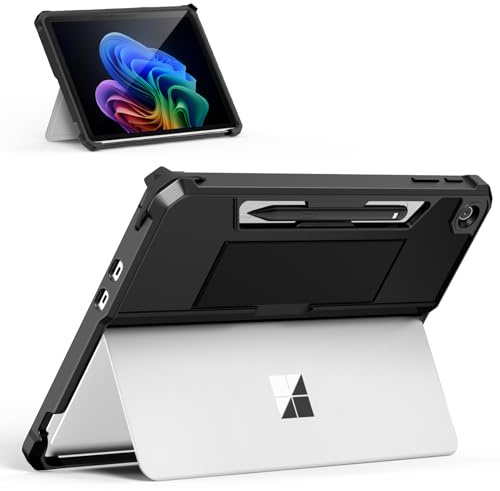 MoKo Hüllen für Neues Microsoft Surface Pro 12 Zoll 2025, Schwarz | Robuste Schutzhülle, Multi-Winkel-Ständer, Stifthalter, Handschlaufe, kompatibel mit Type Cover Tastatur