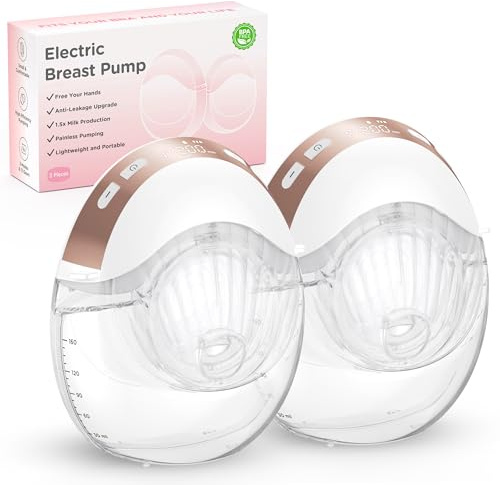 Haokoo Tiralatte Elettrico Indossabile - Integrato Tira Latte Neonati Elettrico Portatile una Protezione Della Privacy, Design Antigoccia, Per casa e viaggio, Flange da 17/19/21/24 mm, 2 Pezzo