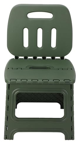 YBNKKUXKN Sgabello pieghevole con schienale, sgabello pieghevole portatile con maniglia, sedia da pranzo in plastica for campeggio, cucina, viaggi all'aperto(Groen,Large)