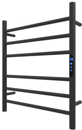 KWW Heated Towel Rack, Towel Warmer with Timer, Wall Mounted hot Towel Warmer for Bathroom (Matte Black, 5 Bars)