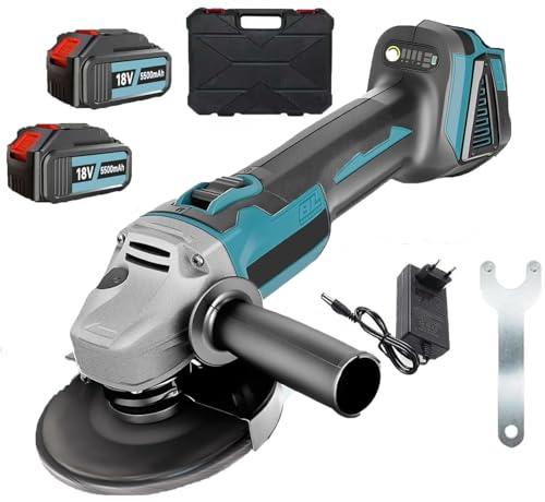 Akku Winkelschleifer, Ersatz für Makita DGA504Z, Brushless Akku Winkelschleifer, mit 2× 5.5Ah Akkus & Ladegerät, Neues Upgrade Akku Flex Trennschleifer 125mm, für Präzises Trennen und Schleifen