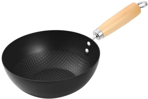 Ipetboom Wok Pequeño 20 Cm sin Recubrimiento Hierro Wok para Cocina de Inducción y Estufa de Gas Sartén Tradicional de Cocina para Uso Doméstico Diario