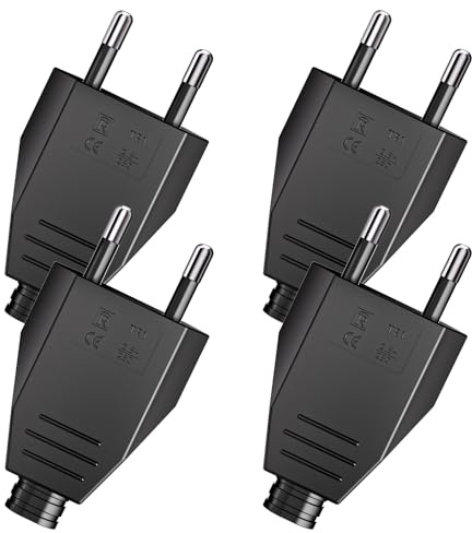 4 Pièces Fiche Européenne Plate, Prise Electrique Male 250V 2.5A, Fiche Euro Schuko Fiche D'alimentation Domestique Décorative à Encastrer ou à Remplacer (Noir)