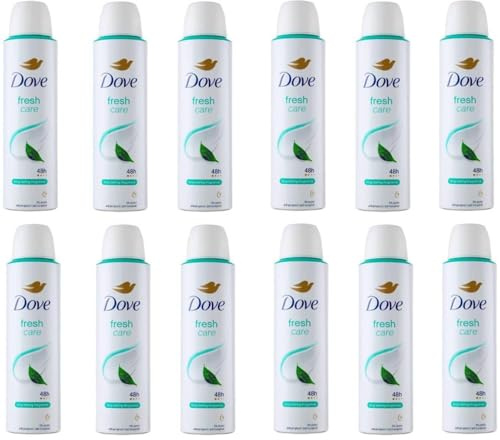 Dove Fresh Care Desodorante en spray antitranspirante 48H, sin alcohol, con crema hidratante 1/4, 150 ml (12)