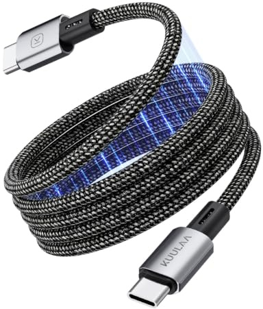 Kuulaa Magnetisches USB C Kabel, 100W Elastisches Gewickeltes Ladekabel Magnetisch, 1M PD 3.0 Schnellladekabel USB C Magnet Ladekabel für iPhone 17 16 15 Pro Max Galaxy S25 S24 iPad Air Pro MacBook