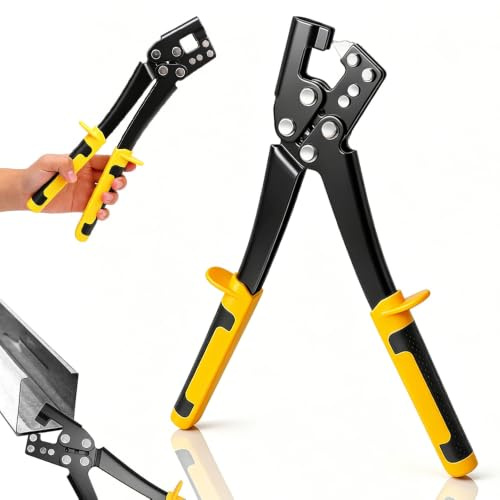 BIZOI Crimpadora de Pernos de Acero, 30cm Alicates Compuestos de Perfil, Alicates Engarzar Quilla Perforación Fijos de 0,4-0,8 mm, Alicates de Crimpado para Viviendas, Oficinas y Almacenes