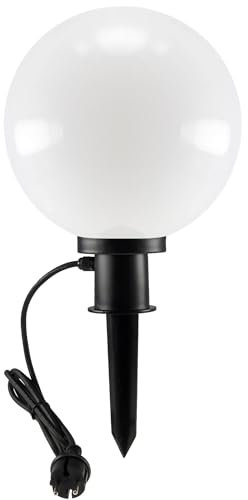 ChiliTec Kugelleuchte Gartenlampe 20cm mit Erdspieß für Aussen IP44 1,5m Kabel E27 Fassung Wetterfest Hitze- & Frost beständig - ohne Leuchtmittel
