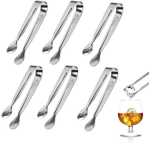 ZoomSky 6 Stück Edelstahl Zuckerzange Set, Eiswürfelzange Süßigkeiten Zange Zucker Clip Servierzange Salatzange Gebäckzange 11cm für Hochzeit Party Candy Bar Büfett Grill
