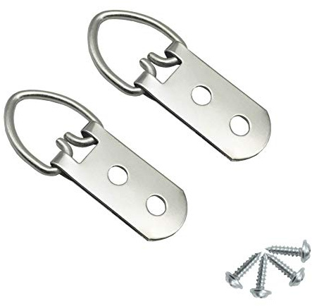 40 Pack Heavy Duty Picture Hangers with Screws D-Ring Double Holes Clasp | Picture Hang Solutions for Hanging Clock Paintings Artwork Picture Frame Hook Photos Mirrors - Silver