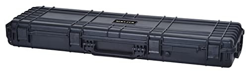 MEIJIA Lang - Professioneller IP67 Rollen Wasserdichter Hartschalen-Gewehrkoffer mit Herausnehmbare Pick-and-Pluck-Schaumstoffeinlage,Schwarz (122,9 × 40,6 × 15,9 cm)