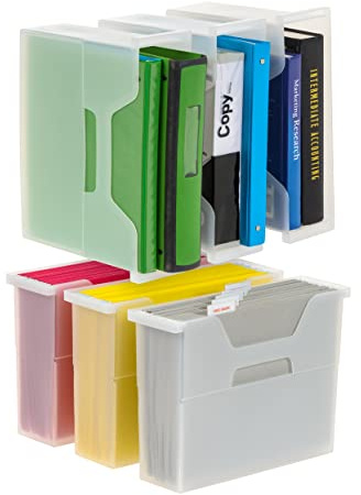 IRIS USA 6-Pack Small Desktop File Box with Open Lid, Clear