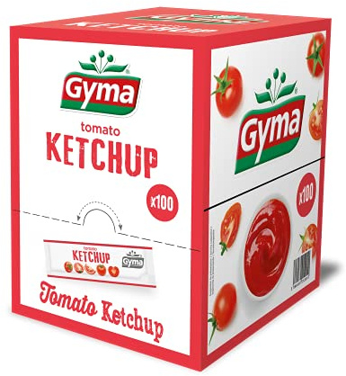 Gyma Boite Distributrice Ketchup, Blanc/Rouge, 100 Unités | Idéal restauration, food truck, snack, hôtel - Pratique pour pique-nique, lunch box, repas à emporter et camping - à déguster
