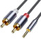 SOOMFON Cable Jack a 2RCA【2M】- Cable de Audio 2 RCA a Jack 3.5mm con HiFi Sonido [Integrado DAC Chip], Minijack a RCA Macho Audio Estéreo Cable para Móvil Tablet PC iPod Altavoz TV DVD Amplificador