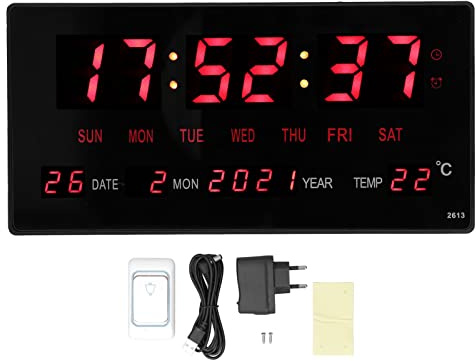 Marhynchus Digitale Wanduhr LED Hängende, Wanduhr Radio, Wanduhr Radio Elektronische Kalenderuhr Großes Display Genauer Desktop mit Innentemperatur