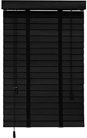 Pxzybd Jalousien Holz 60cm 80cm 90cm 110cm 120cm 140cm 150cm Jalousie,Horizontal Jalousette,50mm Lamellen,Massivholz Jalousetten Für Home Office,Sonnenschutz,Sichtschutz,Schwarz,W×H-150×120cm/59×47in
