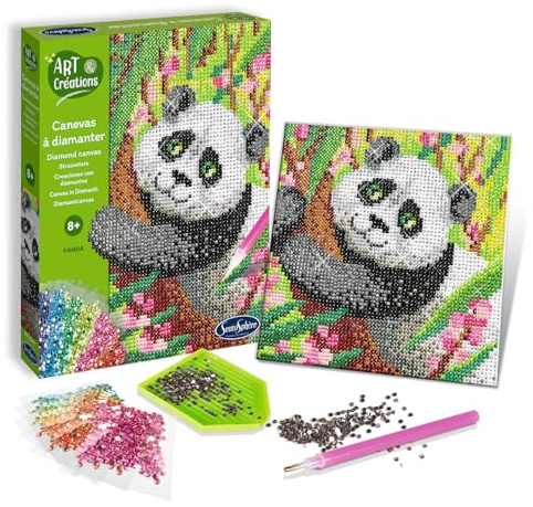 Sentosphère 3920350 Bastelset Strassstein-Bild, Motiv Panda, Kreativ-Set, DIY für Kinder und Erwachsene