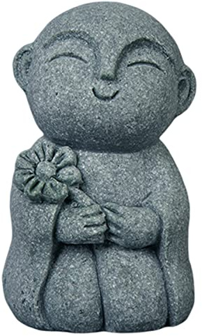 livelyfish Japanese Buddha Figurines Bosatsu Feng Shui Praying Monk Statue Sandstone Happy/Smiling Miniature Figurine Ornament for Fish Tank Aquarium Home Garden Decoration, 2