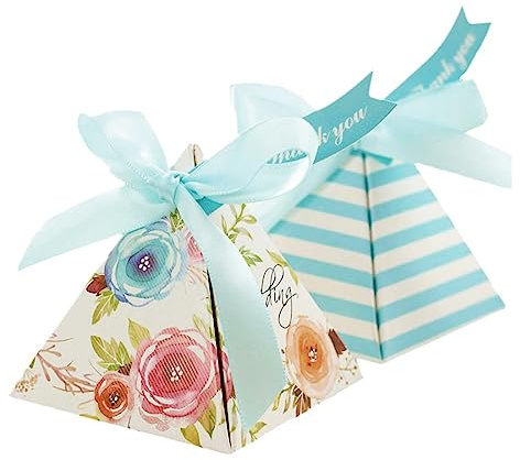 Hochzeit Geschenkbox 30 Stück Gastgeschenke Babyparty Klein Süßigkeiten Kasten Gastgeschenke Schachtel Kartons Bonboniere Kasten mit Farbband für Taufe Geburt Party (Hellblau)