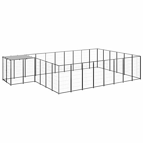 GuyAna Hundezwinger Schwarz 15,73 m² Stahl Kaninchen Freilaufgehege Katzenlaufstall Aus Metall
