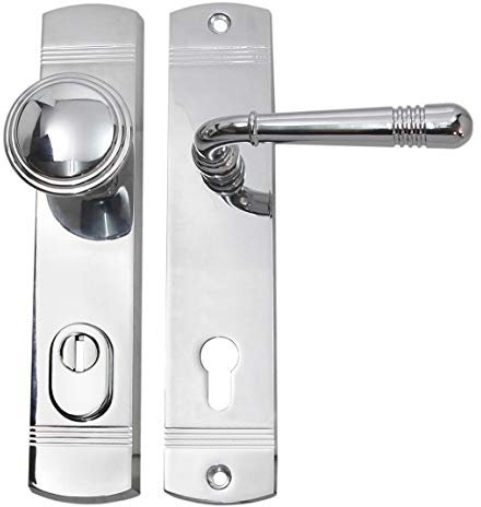 Haustür Schutzbeschlag Helena LS Chrom HS 92 mm mit Knauf - ZA