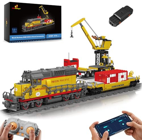 JMBricklayer Zugset 51109, giocattolo telecomandato per treno urbano con binari ferroviari, EMD SD40-2, locomotiva diesel STEM, kit di modellino per bambini e adulti, regalo per ragazzi e ragazze