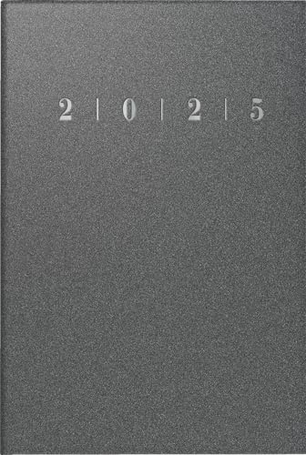 rido/idé Taschenkalender Modell partner/Industrie I (2025), 2 Seiten = 1 Woche, A7, 224 Seiten, Kunststoff-Einband Reflection, anthrazit