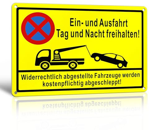 TAKULA 30 * 20CM Einfahrt Freihalten Schilder - Ein und Ausfahrt Freihalten Schild,Ausfahrt Freihalten auch Gegenüber Parken Verboten Schild