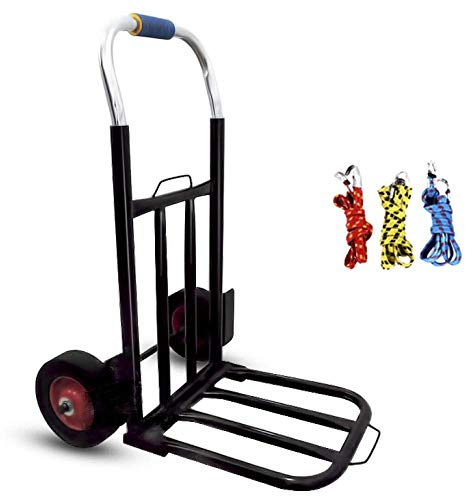 JKSVTF Iron Folding Sack Trolley Duty with Anti Puncture Rubber Wheels and 150 kg Capacity Folding Shopping Bag with Wheels for Luggage Travel (Style #3)