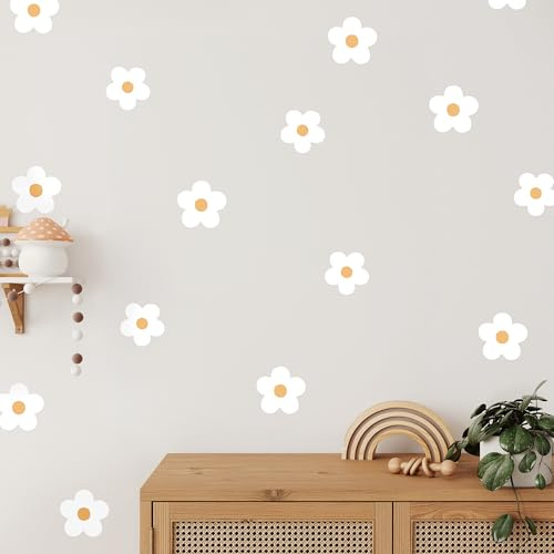 Klebekerlchen® | Wandtattoo Kinderzimmer Mädchen & Junge, Wandsticker selbstklebend, wiederverwendbare & rückstandsfreie Kinderzimmer Deko - Wandtattoo Gänseblümchen Sticker (Set mit 17 Motiven)