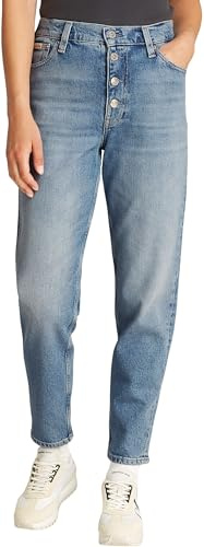 Calvin Klein Women’s Tapered Fit Mom Jeans, Blue (Denim Light), 26W/28L