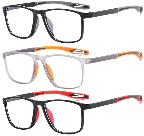 Fsread Lesebrillen Herren 3er Set Sportliches Design, Bequeme und flexible Leichte Blaulichtblockierende Lesehilfe für Herren +2.0