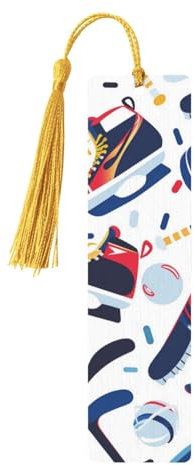 Lesezeichen mit Hockey-Elementen, kreatives Muster, exquisite Holz-Lesezeichen für Frauen, ideales Geschenk für Buchliebhaber, Gold