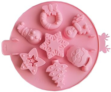 Silikonform Weihnachten, 7 Hohlräume Silikon Backform Weihnachten, 3D Wiederverwendbar Weihnachten Silikonform, Silikonformen Weihnachten Geeignet für Lebkuchenmänner Kuchen Schokolade Gelee
