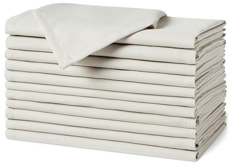 Amazon Basics Reusable Stain and Wrinkle Resistant Cloth Napkins, 17 x 17 inches, White, 12-Pack