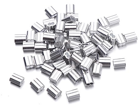 BUGUUYO 100stücke Aluminium Doppelhülsen Für Stahlseil Korrosionsbeständige Pressklemmen Zum Verbinden Von Drahtseilschlaufen Langlebige Kabelverbinder Für Stahlkabel