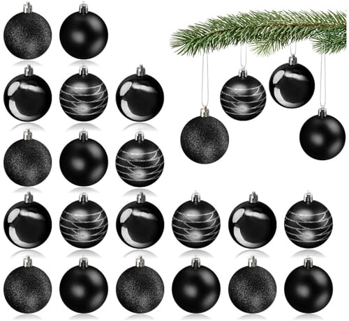 COM-FOUR® 20x julgranskulor, Julgranskulor av plast till jul