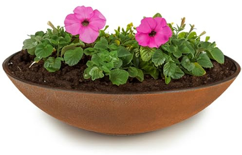 matches21 HOME & HOBBY Large Outdoor Plant Bowl 45 cm Rust-Effect Weatherproof Flower Bowl Decorative Bowl
