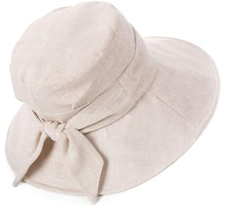 Comhats Sonnenhüte für Frauen mit breiter Krempe, UPF 50 UV-Sonnenschutz, faltbar, Sommer-Strandhut, Baumwolle/Leinen 69045#Beige M