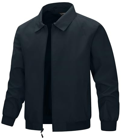 33,000ft Men's Lightweight Jackets Waterproof Windbreaker Bomber Jacket | Windproof Summer Harrington Jacket, Smart Casual Full Zip Thin Golf Jacket with Pockets for Outdoor Sport Work
