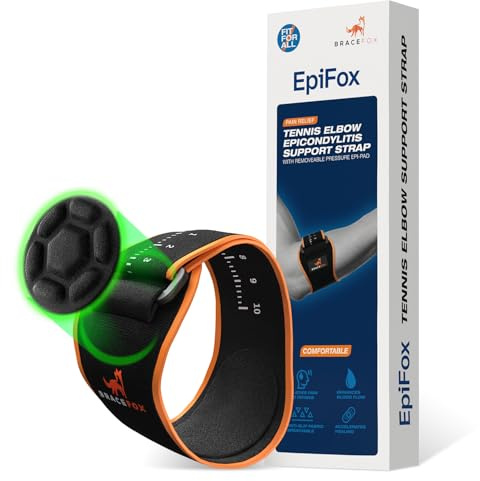 Bracefox® Ellenbogenbandage 'EpiFox' | Professionelle Tennisarm Bandage | Schmerzlinderung Epicondylitis | Verstellbar | Damen und Herren | Tennis, Padel, Golf