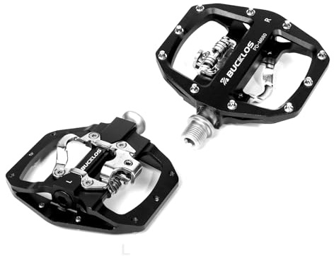 AEYINO Pedali SDD per bicicletta – pedali a scatto per mountain bike in alluminio con lato piatto SPD – pedali a scatto MTB per bici da corsa con cuscinetti sigillati compatibili con pannelli SPD