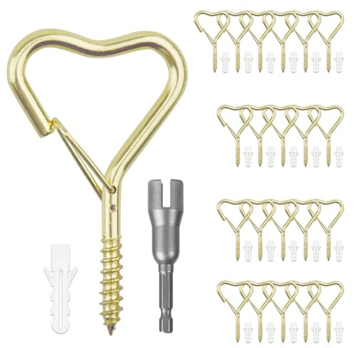 Viweolm Screw in Hooks, Heart Plant Hooks Outdoor String Lights, 22 Pack