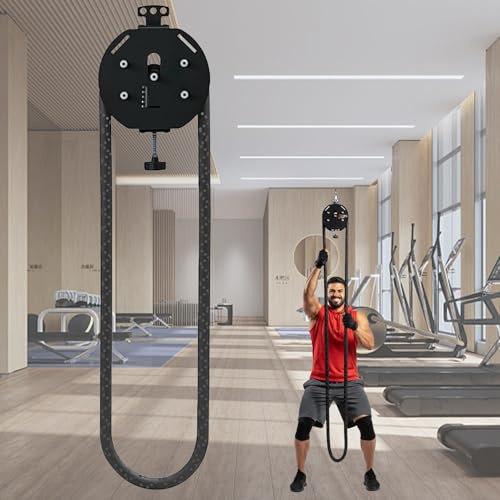 Giuggiolared Poulie Musculation Suspendue intégrant Corde en Nylon à Boucle fermée de 4m, combinée à entraîneur à Corde sans Fin Portable pour Appareil de Musculation, Exercices Dos et Bras réglables