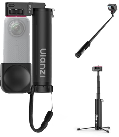 Ulanzi MT98 Selfie Stick stativ kompatibelt med Insta 360 X4/X5/X3/Ace Pro/ONE X2, vikbart actionkamerastativ för DJI Osmo Pocket 3 4; 1/4 tum handhållen stolpstick; 57 cm osynlig selfiepinne