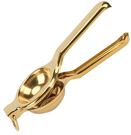 Dioche Guld-citronpress i Rostfritt Stål, Användarvänlig Design, Citronsaftpress med Extra Långt Handtag, Handhållen Juicepress, Lätt Att Använda, Ett Viktigt köksredskap. (Guld)