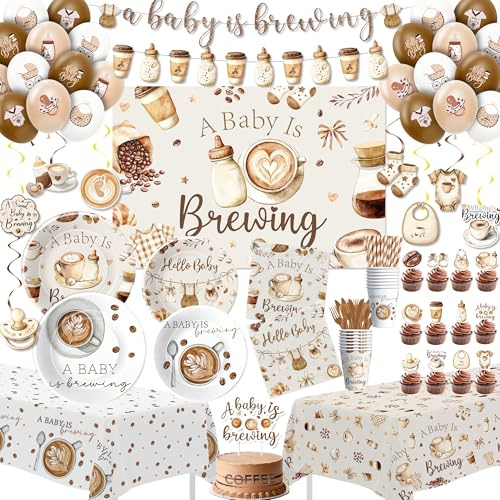 Owelleny Coffee Baby Shower Decorations, A Baby is Brewing Party Supplies