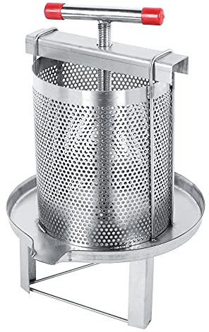 HELEVIA Prensador de Miel de Acero Inoxidable, Herramienta de Apicultura Manual Multifuncional con Filtro para Prensar Miel y Cera de Manera uniforme.